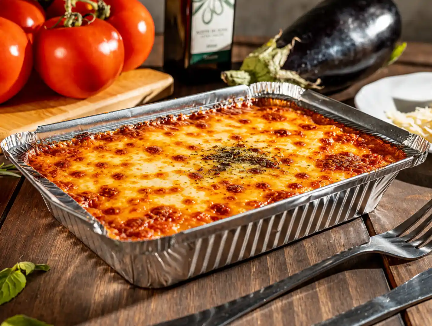 Parmegiana de berinjela com molho especial, opção vegetariana no Rei do Parmegiana
